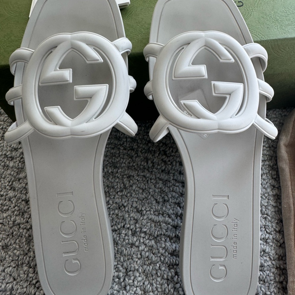 Gucci Women's Cream Logo Slide Sandals